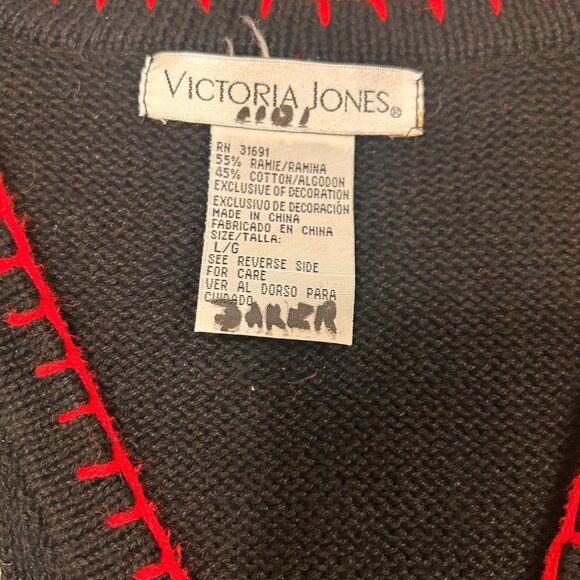 Christmas Knit Sweater Vest Embroidered Snowmen Victoria Jones Size L Vintage - Picture 4 of 7